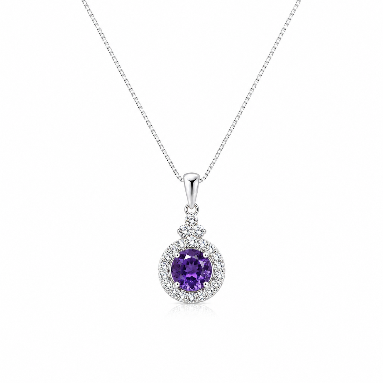 Amethyst Crown Halo Pendant
