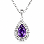 Amethyst Teardrop Halo Pendant – ZILVARA