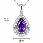 Amethyst Teardrop Halo Pendant – ZILVARA