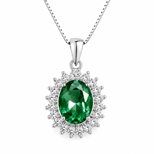 Natural Green Quartz Halo Double Pendant