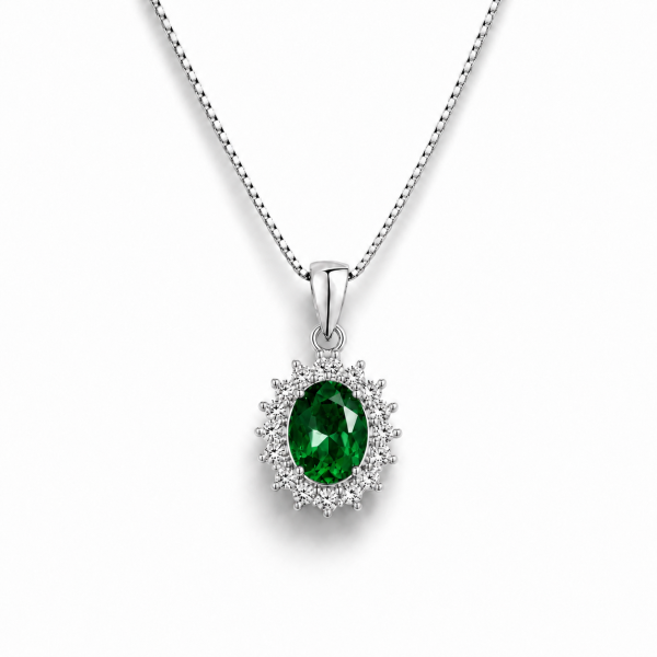 Natural Green Quartz Halo Double Pendant