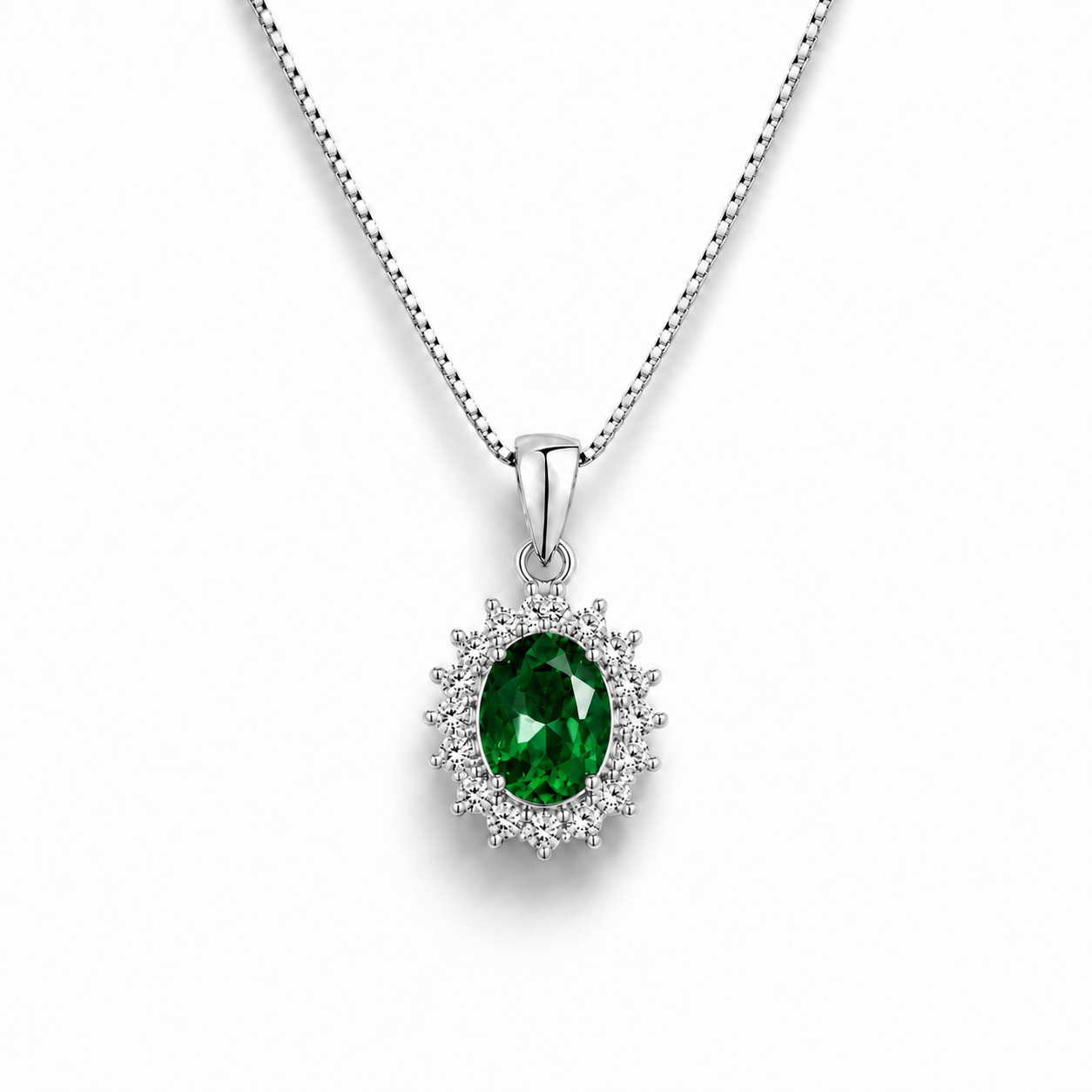 Natural Green Quartz Halo Double Pendant