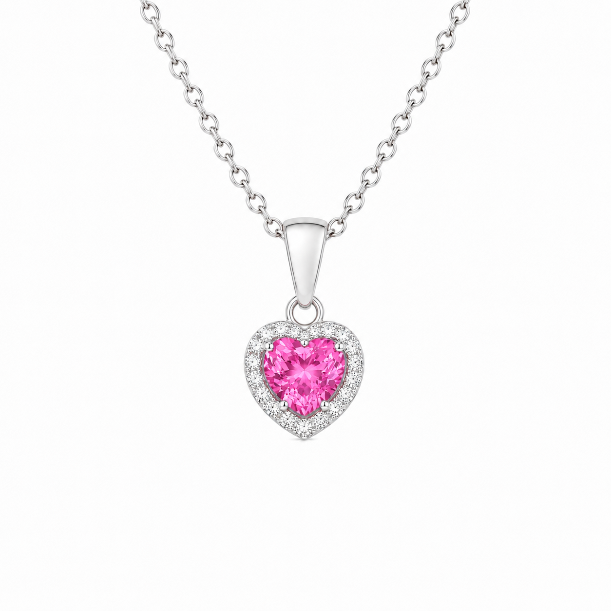 Pink Heart Halo Pendant